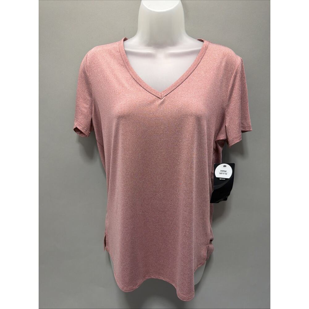 90 Degree Women's M V-Neck Short Sleeve Everyday Easy Fit Tee Htr Terracotta